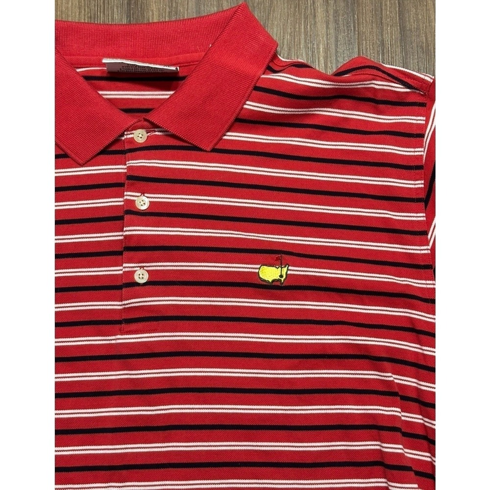 VTG Masters Augusta National Golf Shop Polo Shirt Mens Sz XL Red/White Striped